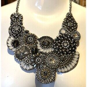 Chico's Bib Necklace Beaded Bling Statement fantasy fairy dark academia goth